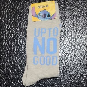 Disney Stitch "Up to No Good" Gray and Blue Socks